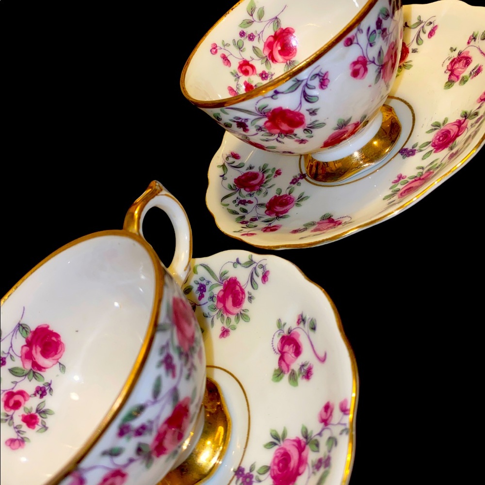 Antique Terry Flower Tea Set and saucers - Picture 1 of 2
